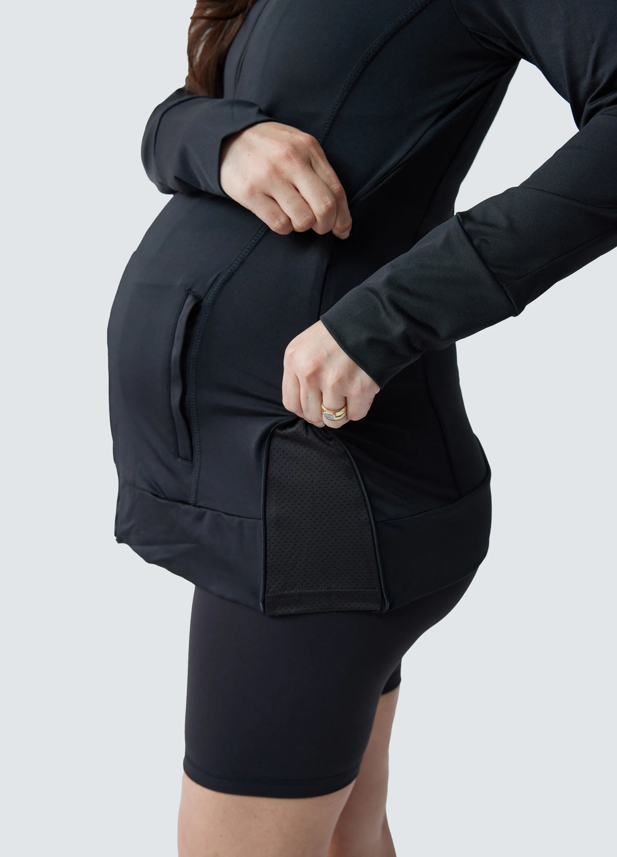 Active Maternity Side Zip Jacket Black