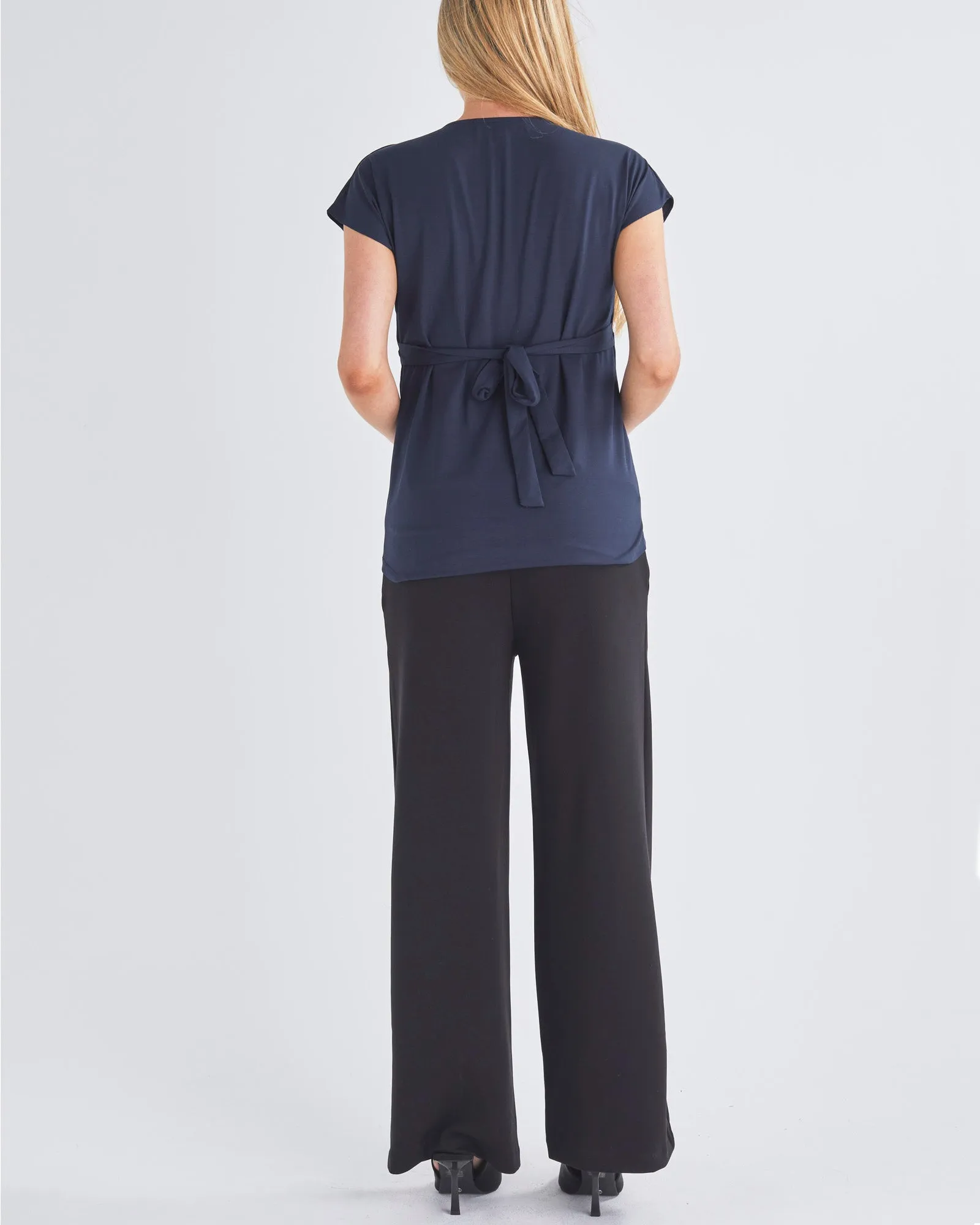 Adeline Maternity Crossover Work Top - Navy