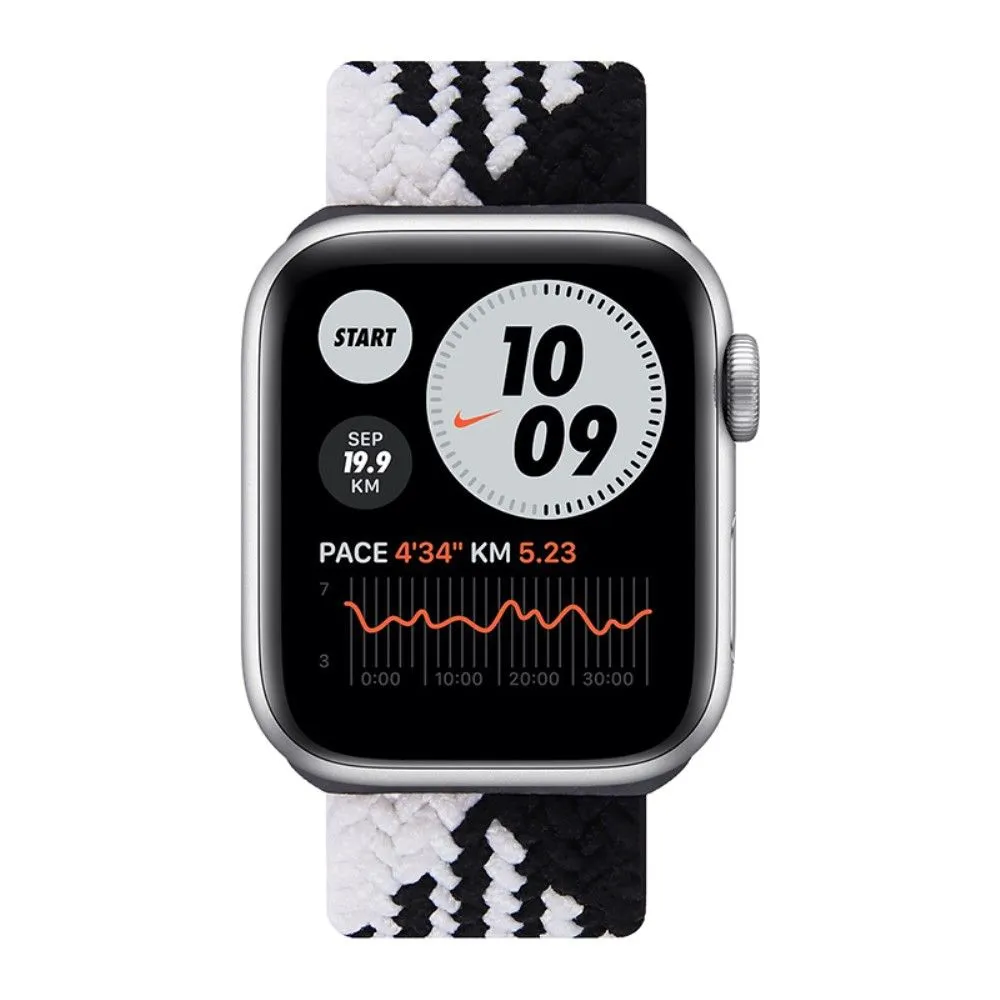 Apple Watch (45mm) elastic watch strap - Black / White Splicing / Size: XL