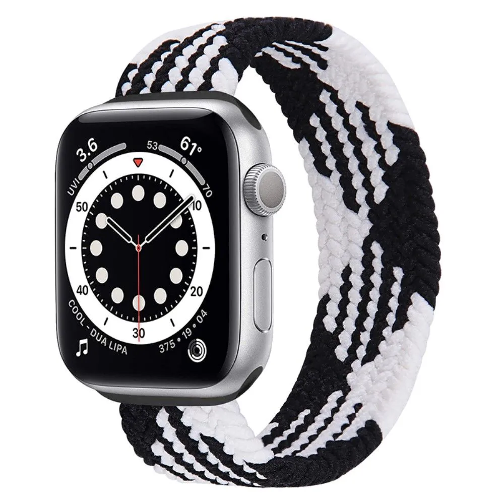 Apple Watch (45mm) elastic watch strap - Black / White Splicing / Size: XL