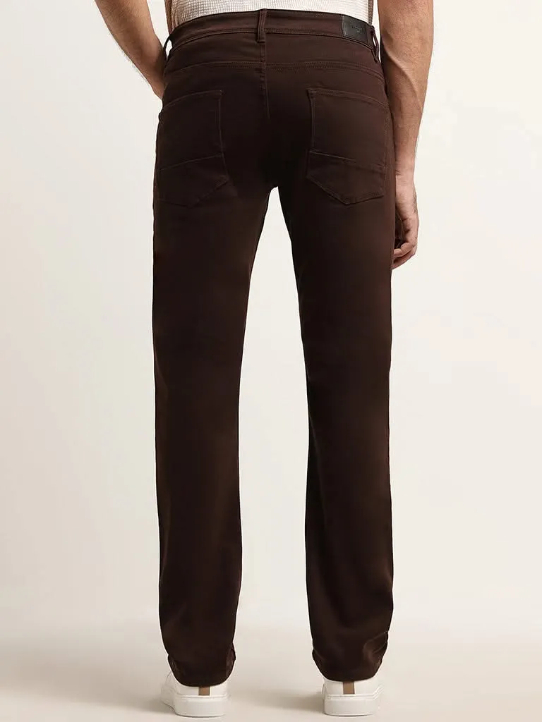 Ascot Dark Brown Relaxed Fit Mid Rise Jeans