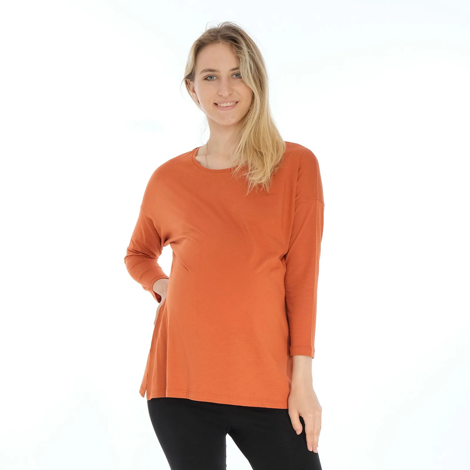 baby mom Tshirt Long Sleeve - Orange