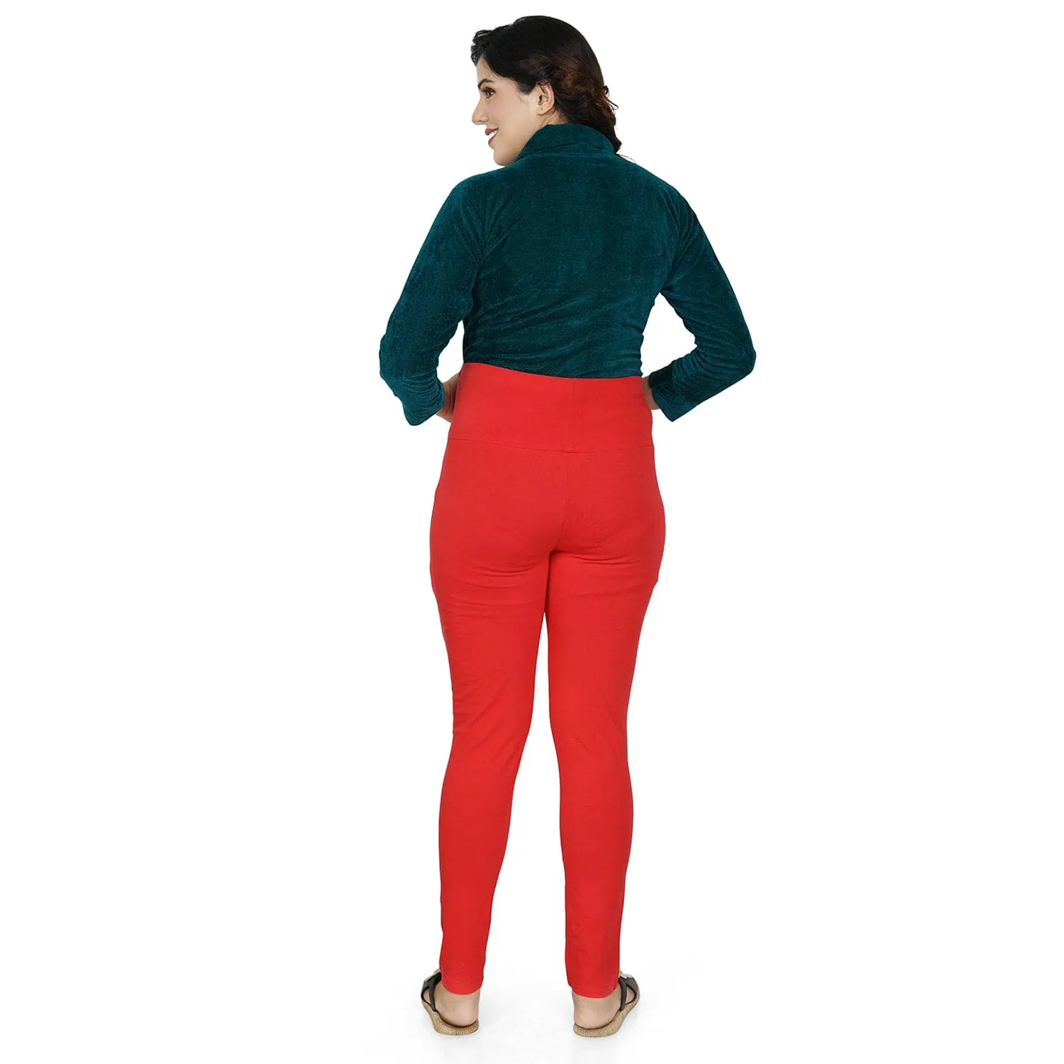 Baby Moo Soft And Comfy Full Length Maternity Leggings Solid - Red