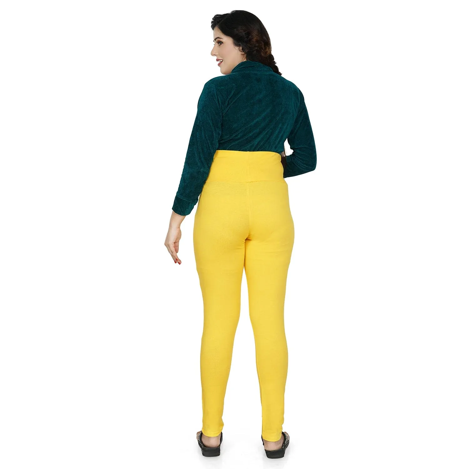 Baby Moo Soft And Comfy Full Length Maternity Leggings Solid - Yellow