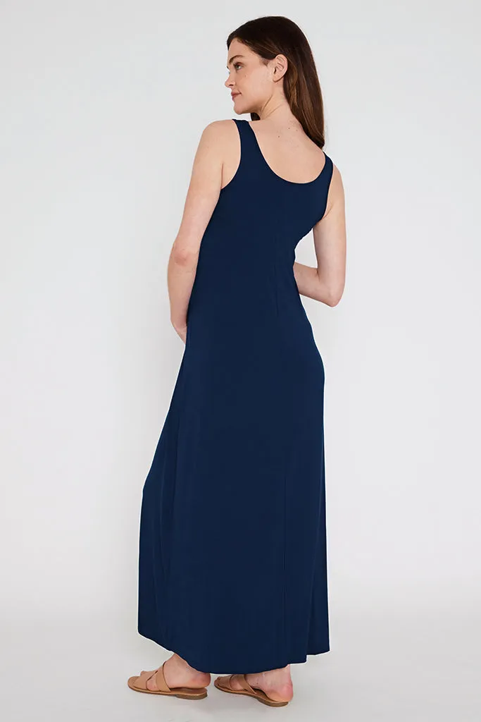 Bamboo Maxi Maternity Dress - Navy