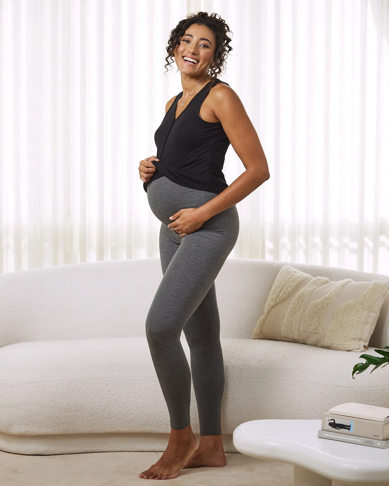 Basic Cotton Maternity Legging in Charcoal