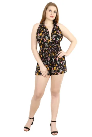 Black Floral Printed Multiway Wear Playsuit