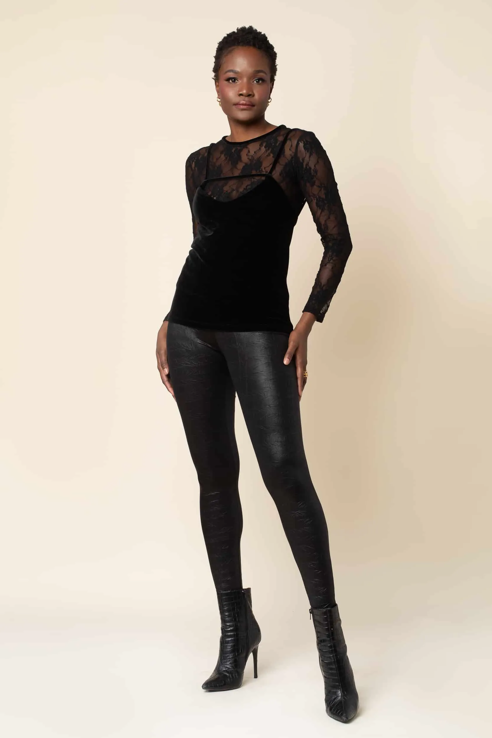 Black Nikita High Waist Snakeskin Legging