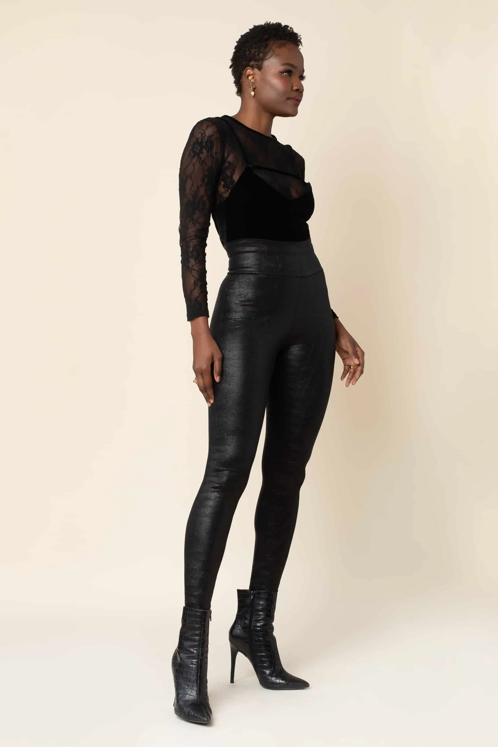 Black Nikita High Waist Snakeskin Legging