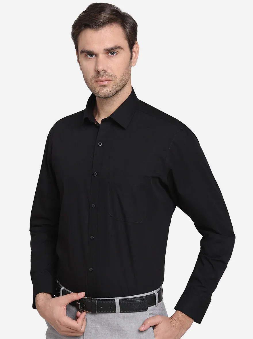 Black Solid Regular Fit Formal Shirt  | Greenfibre