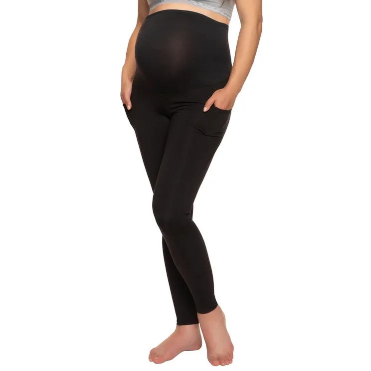 Black Sueded Pocket Maternity Leggings