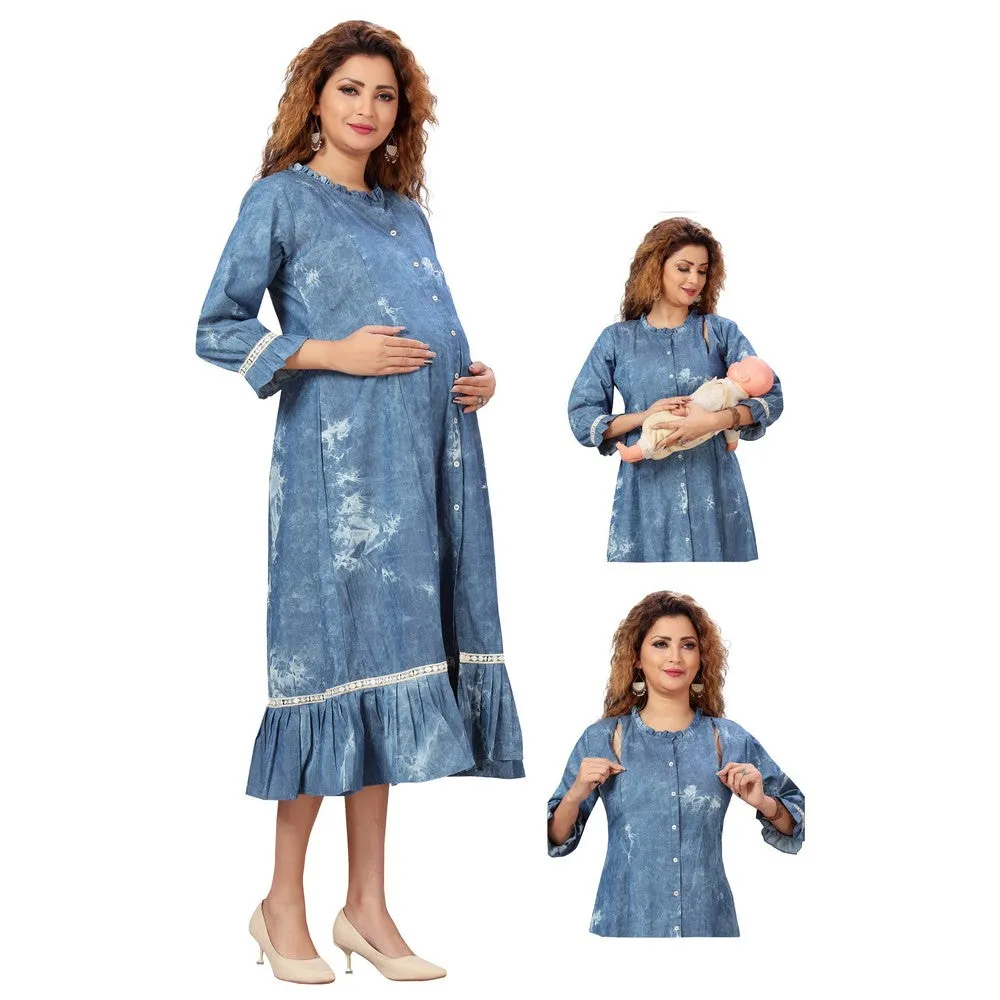 Blue Denim Maternity Dress