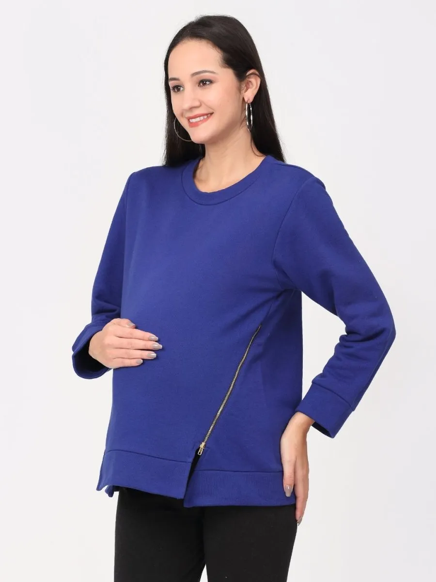 Cobalt Blue Maternity and Nursing Sweatshirt