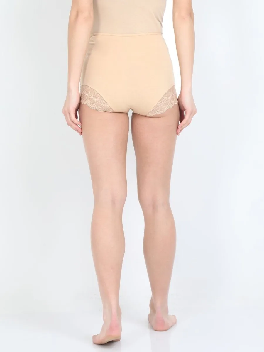 Combo of  Beige Maternity Over belly High Waist Lace Panty and Maternity Nursing Sleep Bra