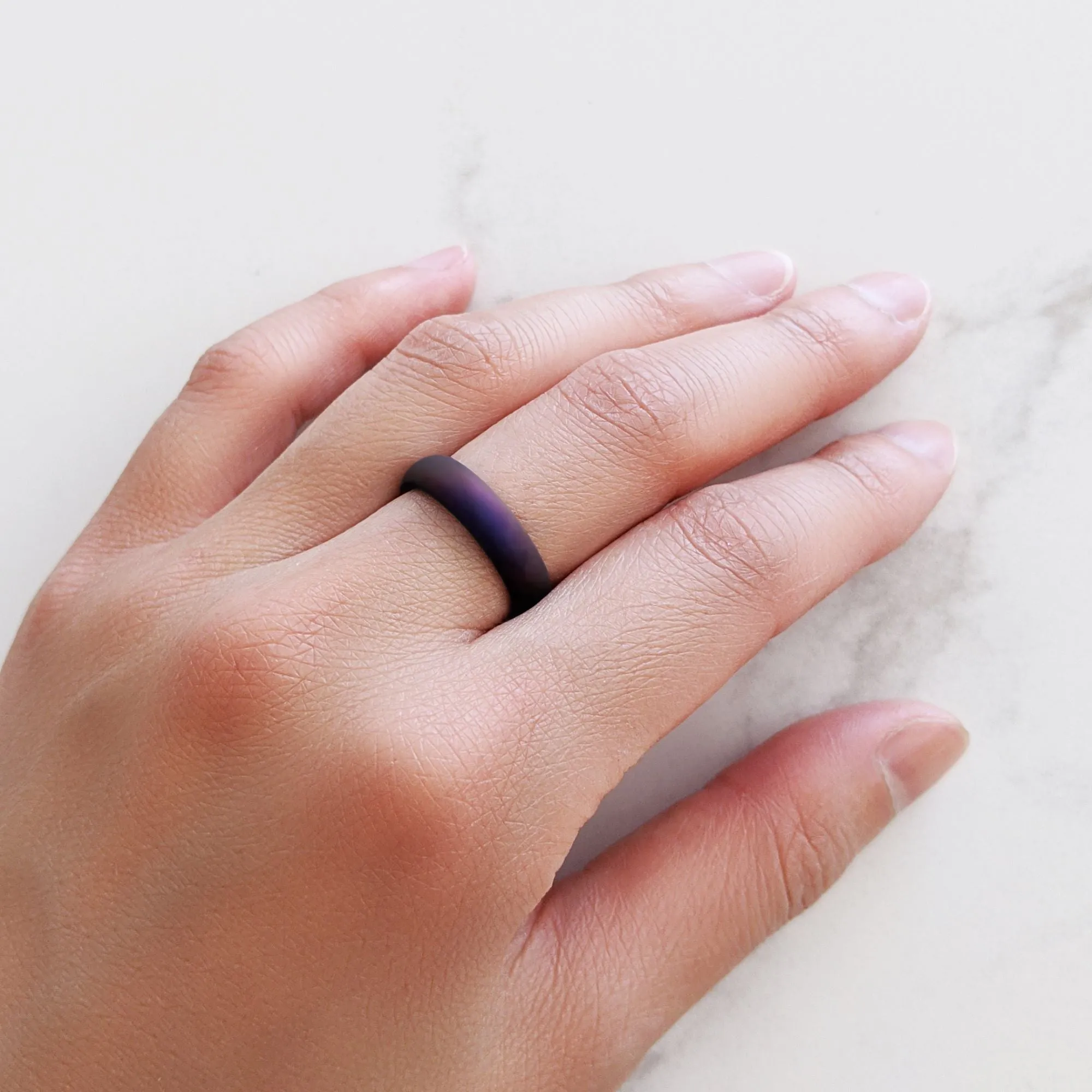 Cosmic Purple Breathable Silicone Ring for Women and Men