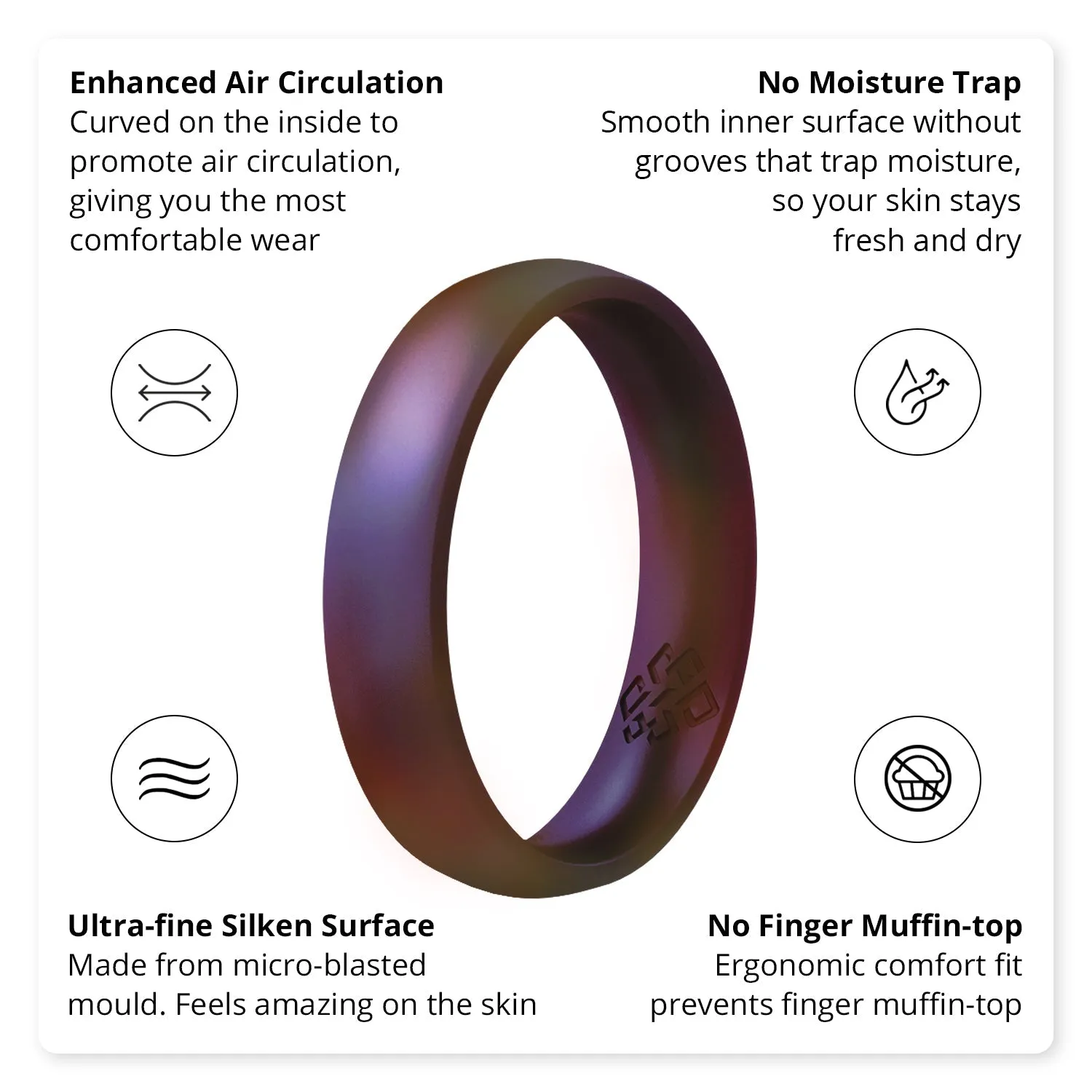 Cosmic Purple Breathable Silicone Ring for Women and Men