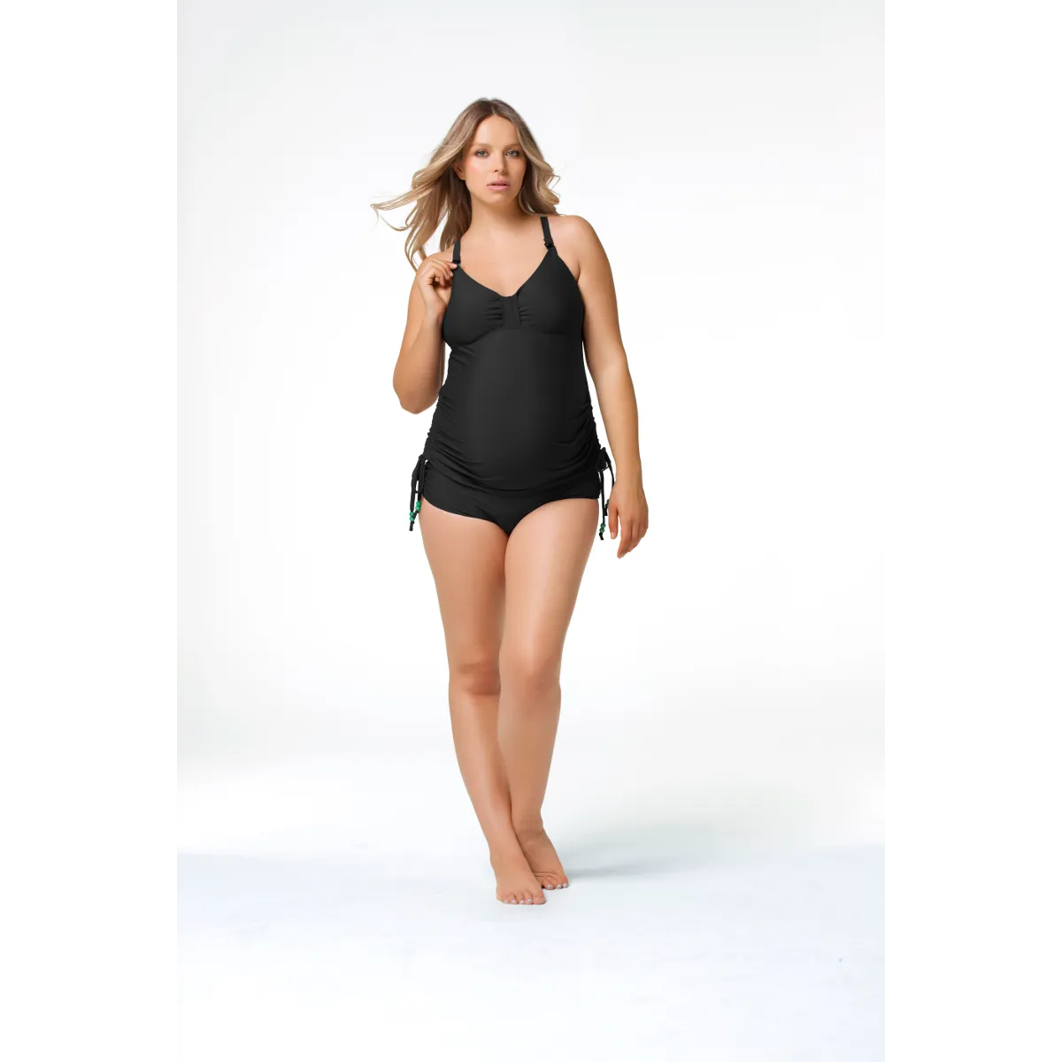 Dark Shake Black Tankini Nursing Maternity Swimsuit Set - Cake