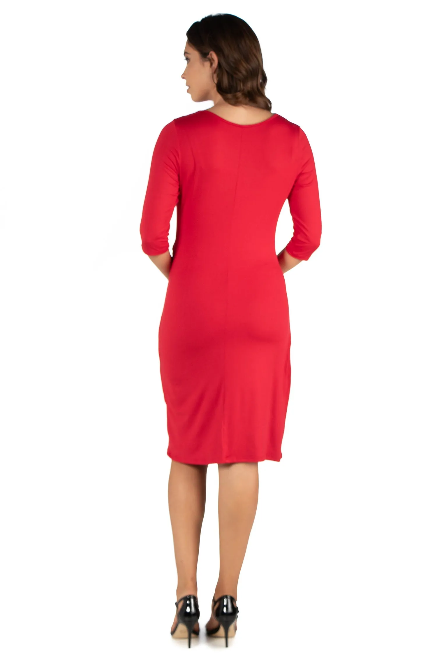 Draped in Style Knee Length V Neck Maternity Dress