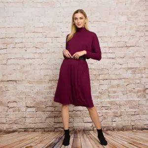 Emery Mock Neck Dress Wine