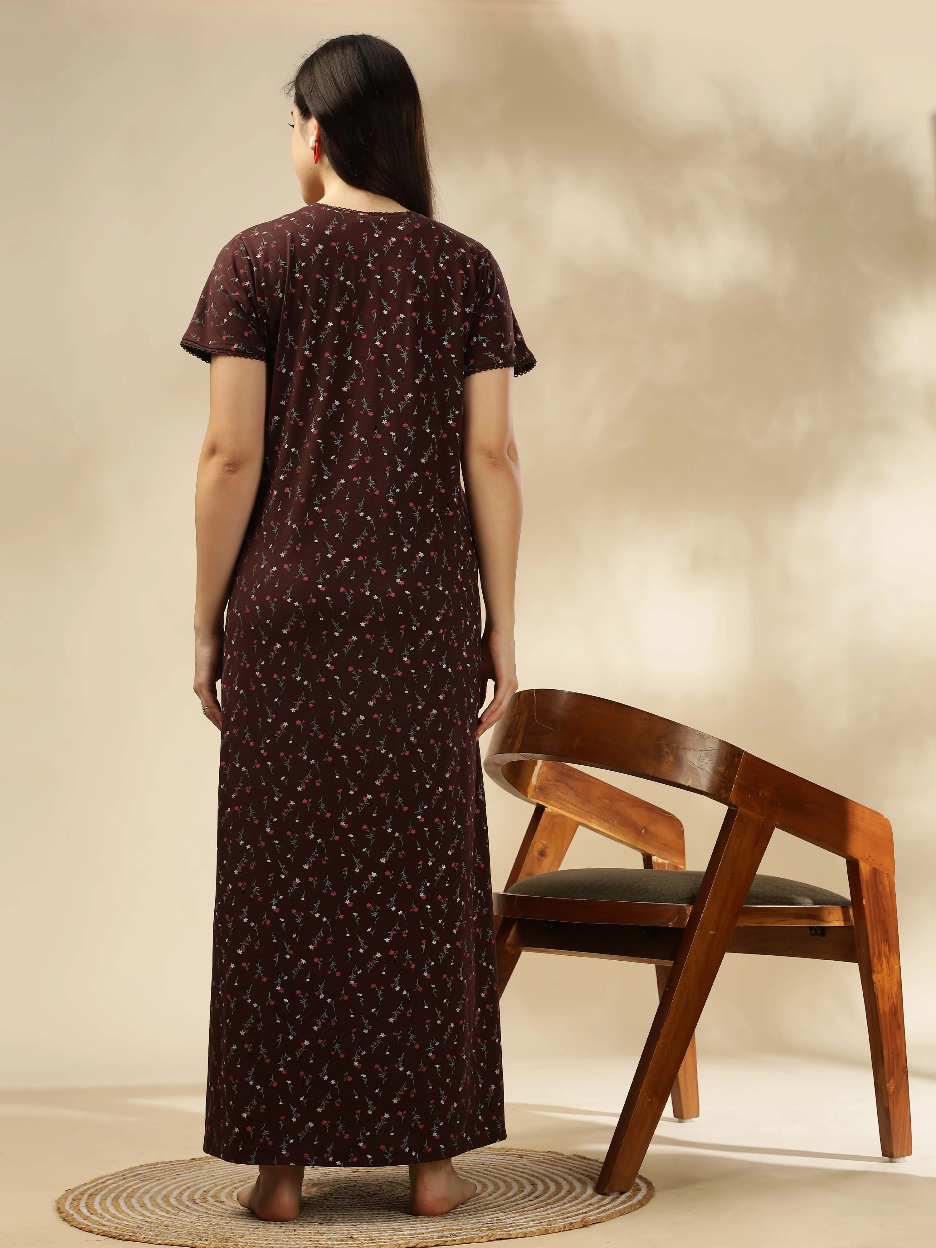 Experience comfort in our Chocolate Maternity Maxi Nightdress