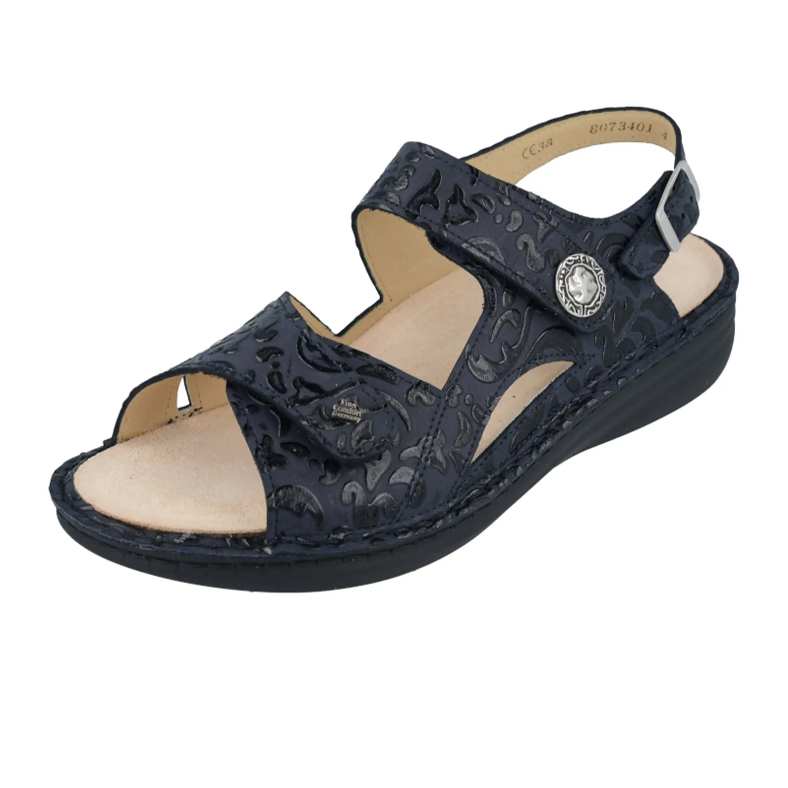 Finn Comfort Barbuda Backstrap Sandal (Women) - Blue Arabesque