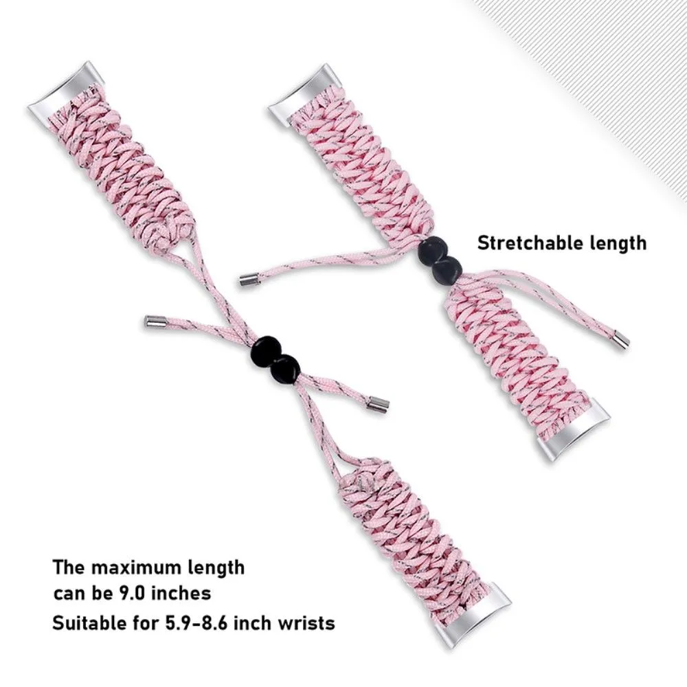 Fitbit Charge 5 elastic nylon watch strap - Pink / Grey