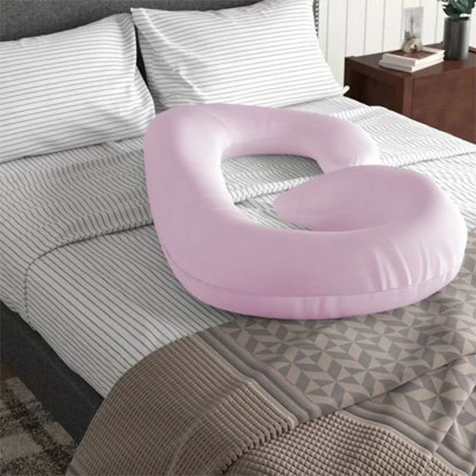 Four Seasons Pregnancy Pillow J Shaped Full Body Maternity Pillow 80x130cm Pink