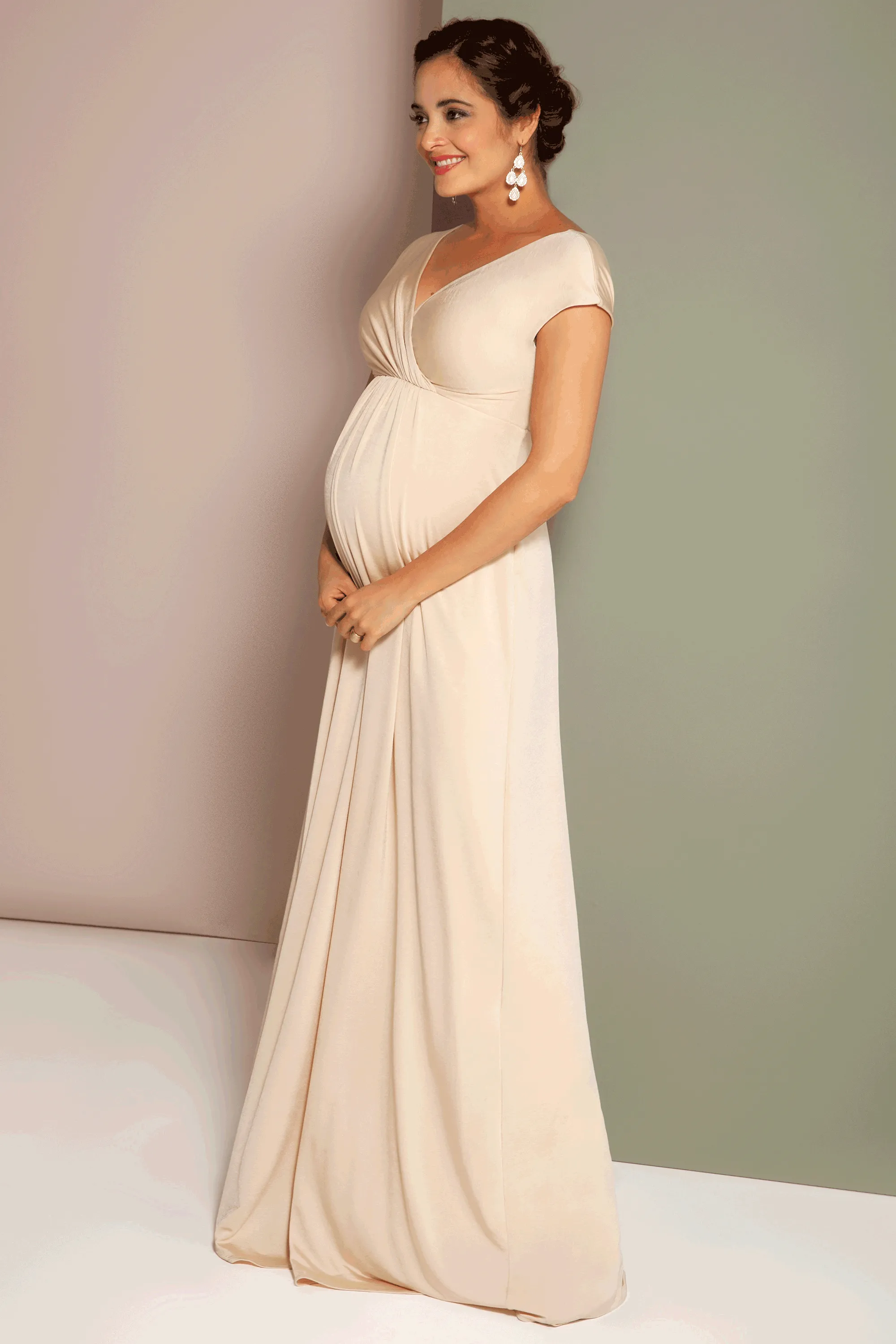 Francesca Maternity and Nursing Gown in Champagne