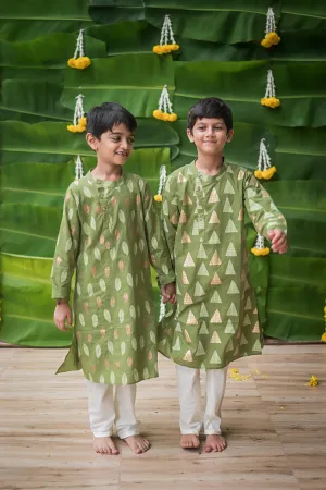 Gleaming Leaf Boys Ethnic Wear- Green