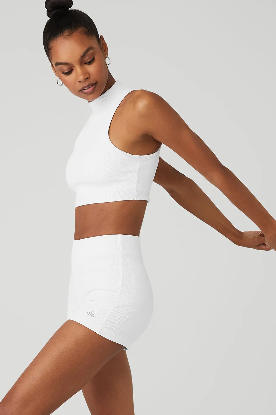 Goddess Rib Cropped Dynamite Tank - White