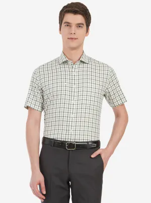 Green & Yellow Checked Regular Fit Formal Shirt | JadeBlue