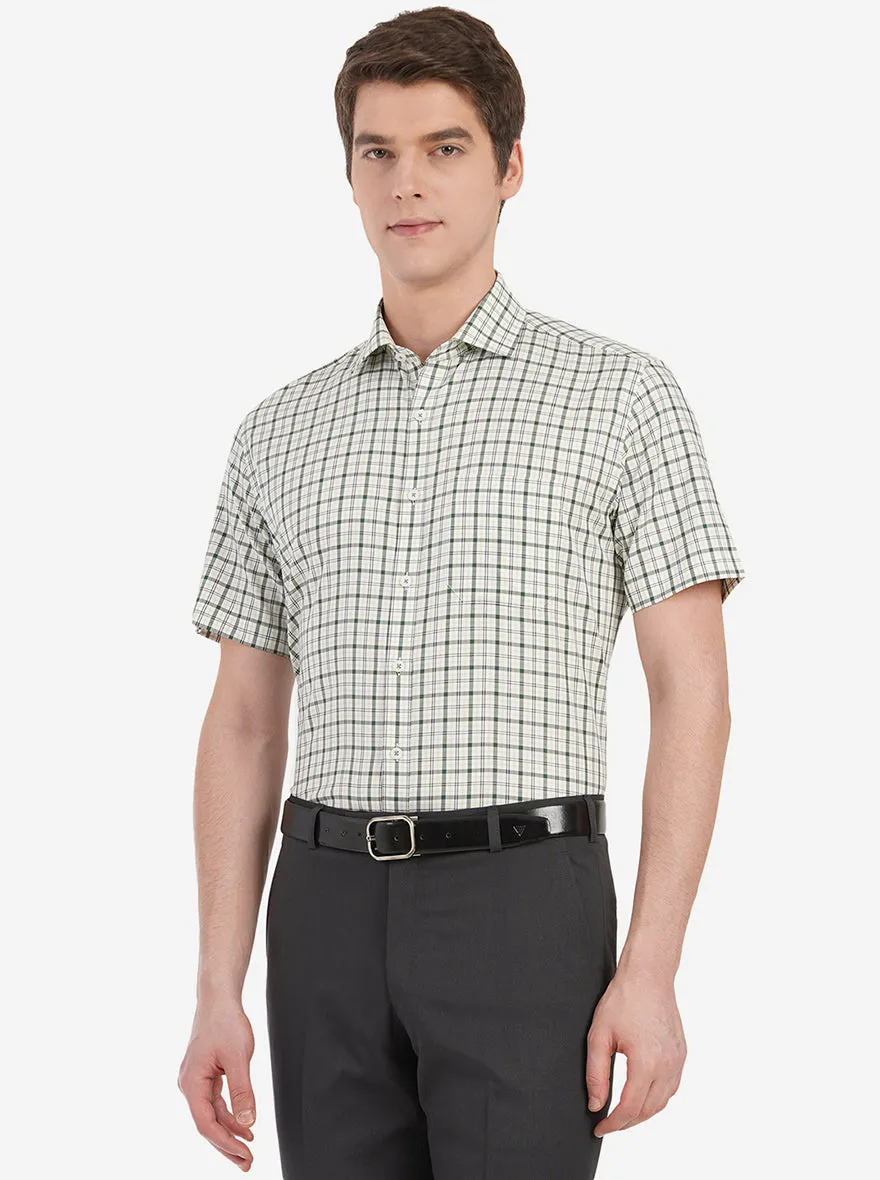 Green & Yellow Checked Regular Fit Formal Shirt | JadeBlue