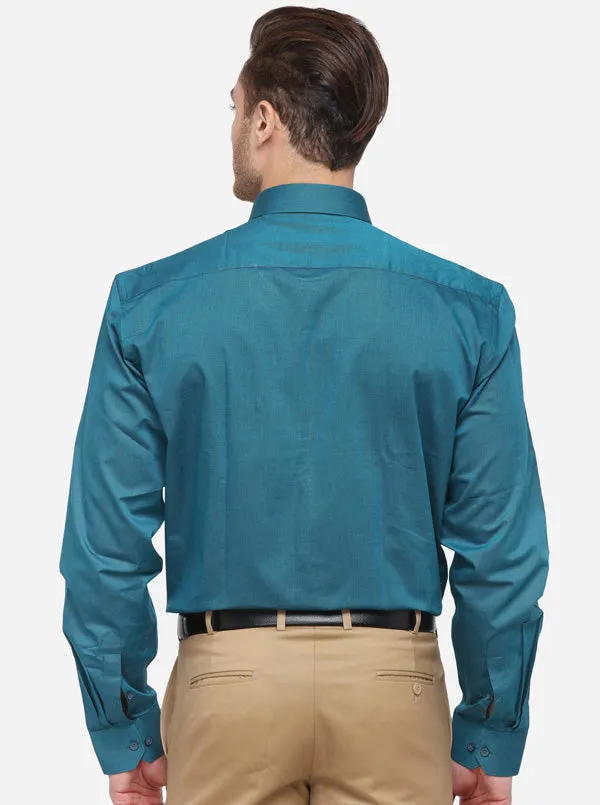 Green Solid Regular Fit Formal Shirt | JadeBlue