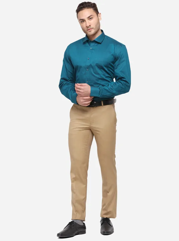 Green Solid Regular Fit Formal Shirt | JadeBlue