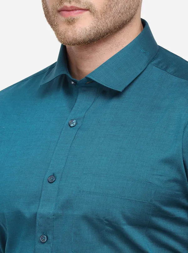 Green Solid Regular Fit Formal Shirt | JadeBlue