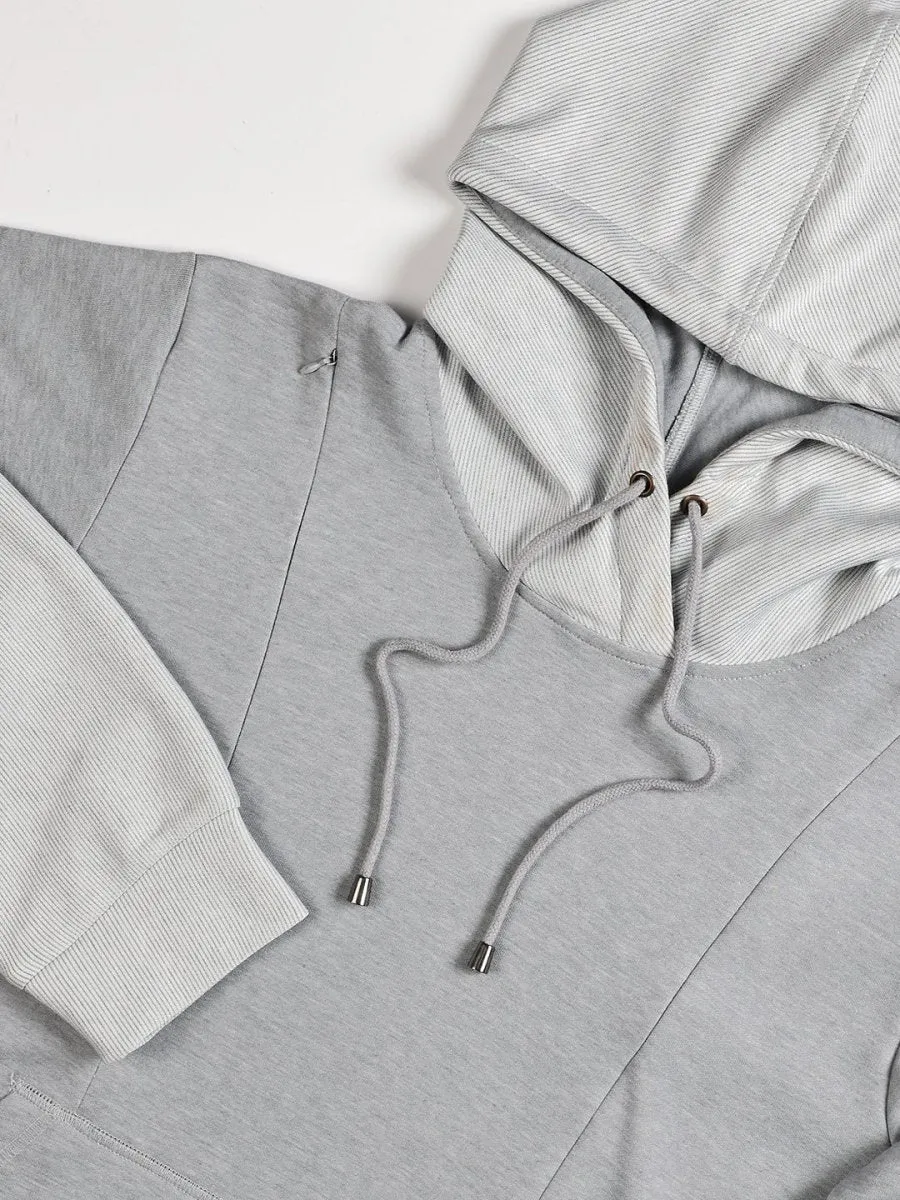 Grey Dawn Stripe Maternity and Nursing Hoodie