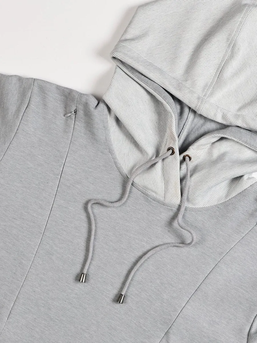 Grey Dawn Stripe Maternity and Nursing Hoodie