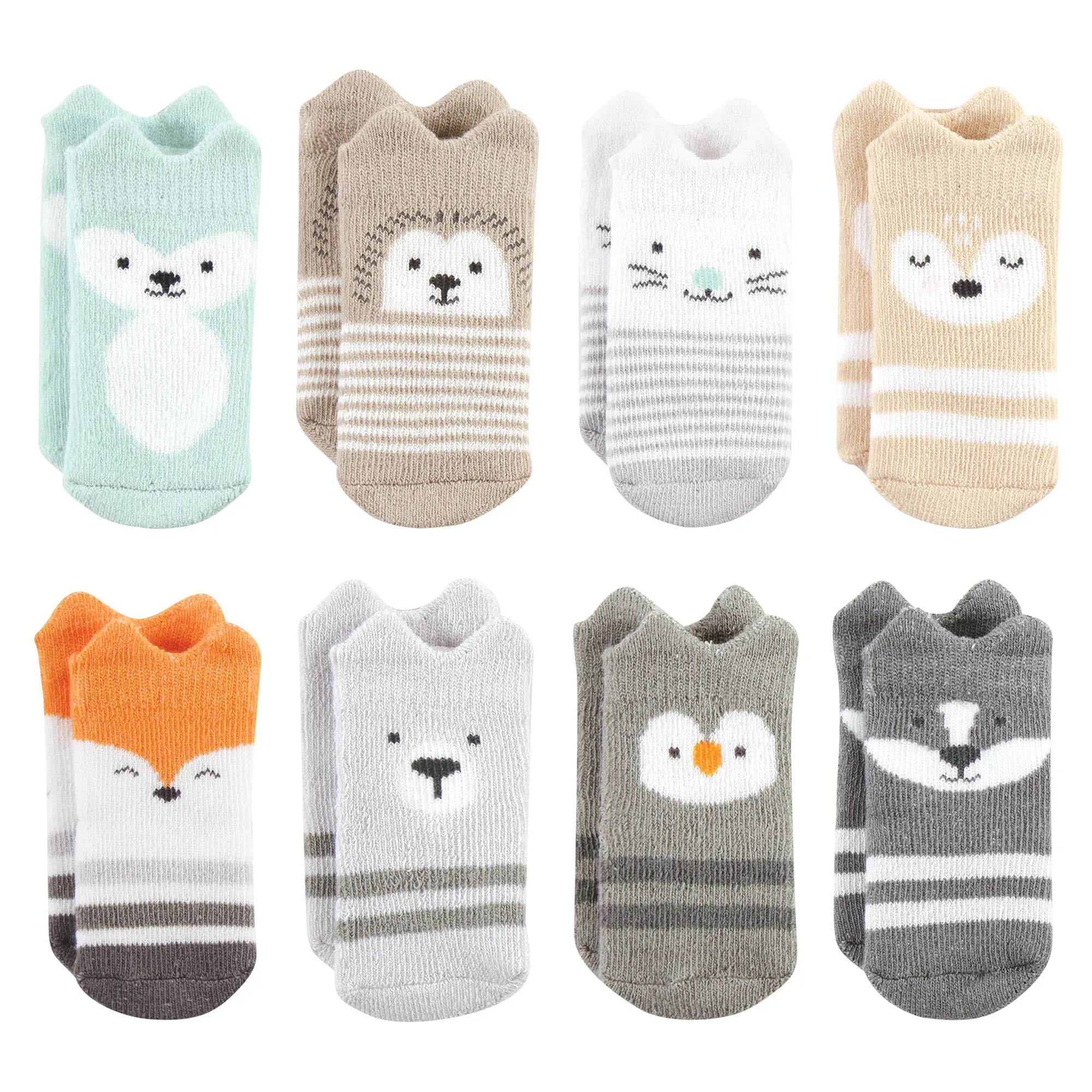 Hudson Baby Cotton Rich Newborn and Terry Socks, Neutral Woodland