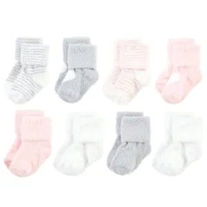 Hudson Baby Cotton Rich Newborn and Terry Socks, Pink Heart