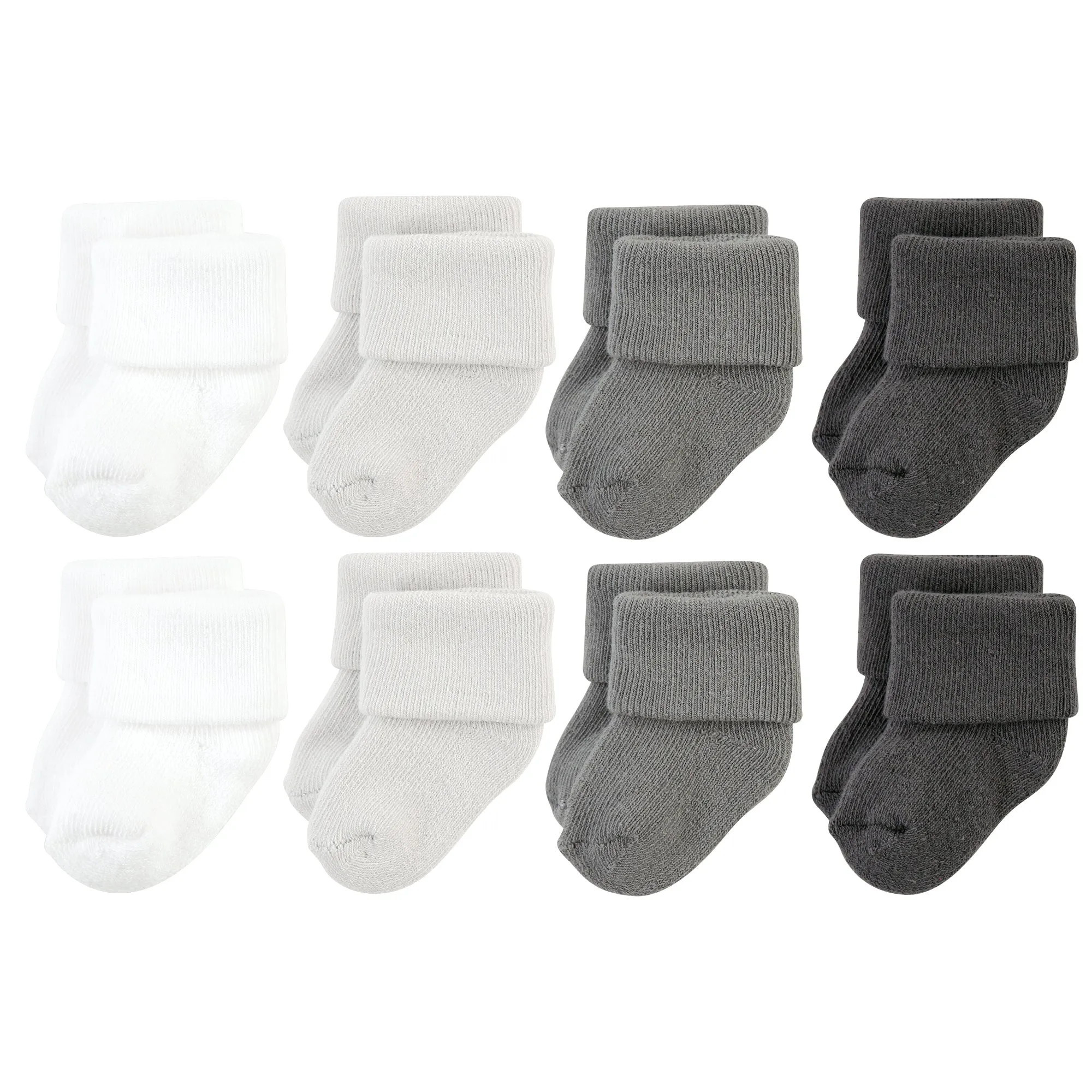 Hudson Baby Cotton Rich Newborn and Terry Socks, Solid Gray White