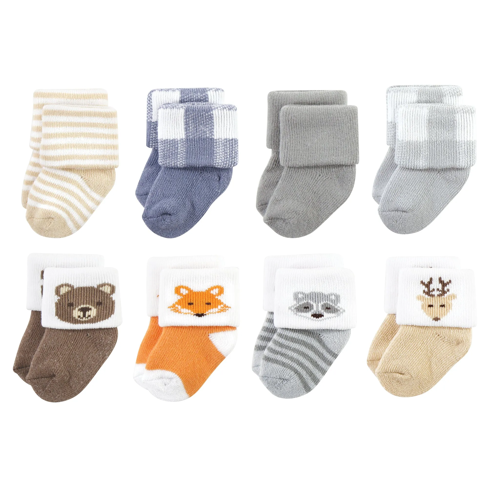 Hudson Baby Cotton Rich Newborn and Terry Socks, Woodland