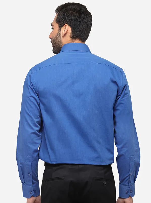 Indigo Blue Solid Regular Fit Formal Shirt | Greenfibre