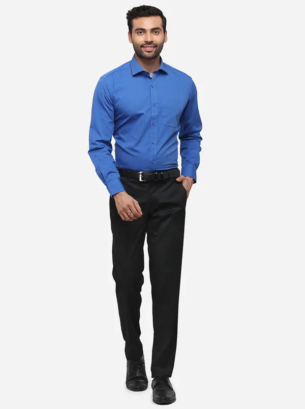 Indigo Blue Solid Regular Fit Formal Shirt | Greenfibre