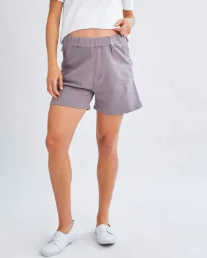 Josie Maternity Tracksuit Shorts In Grey