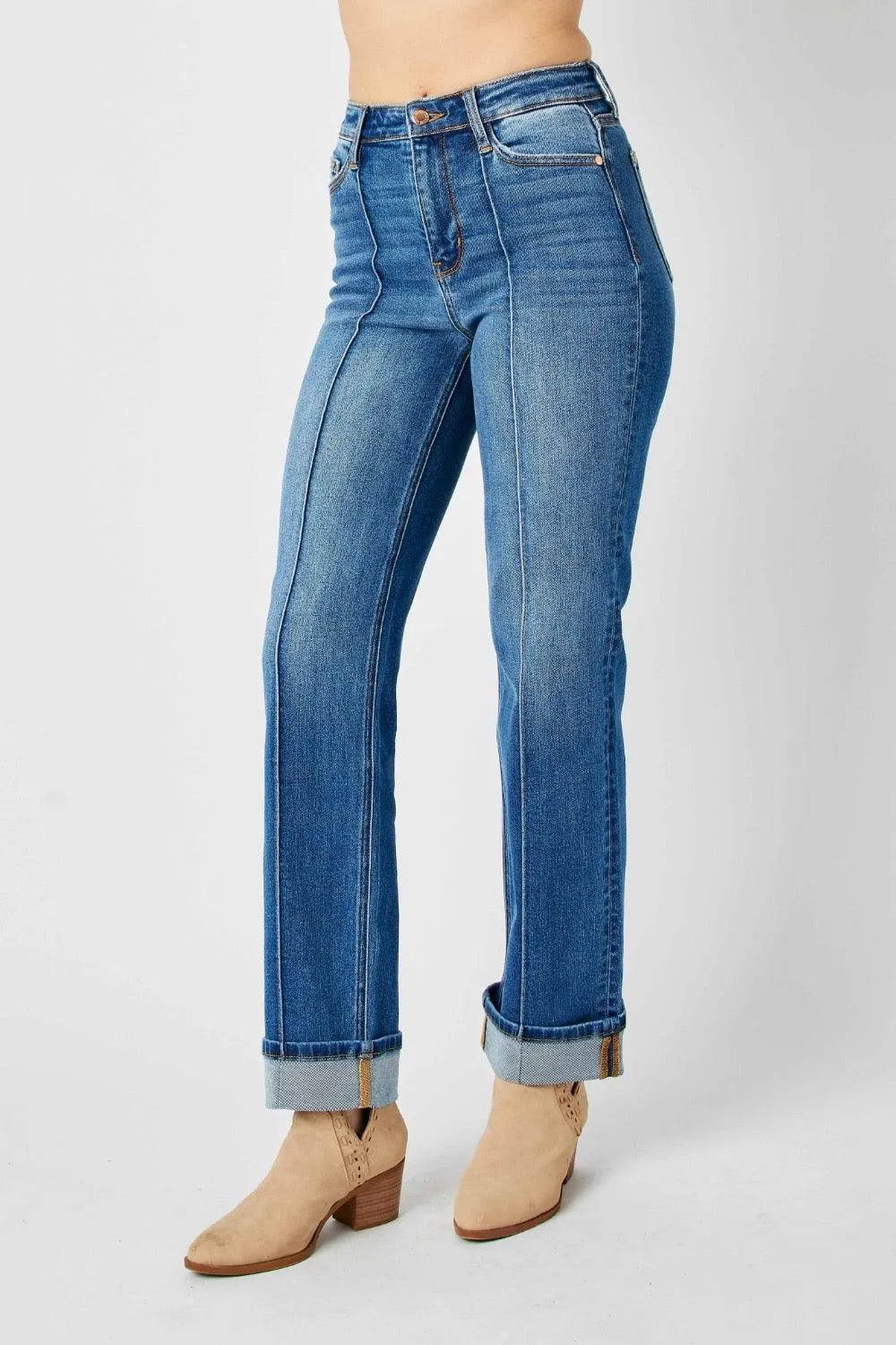 Judy Blue High Waist Seam Detail Straight Jeans