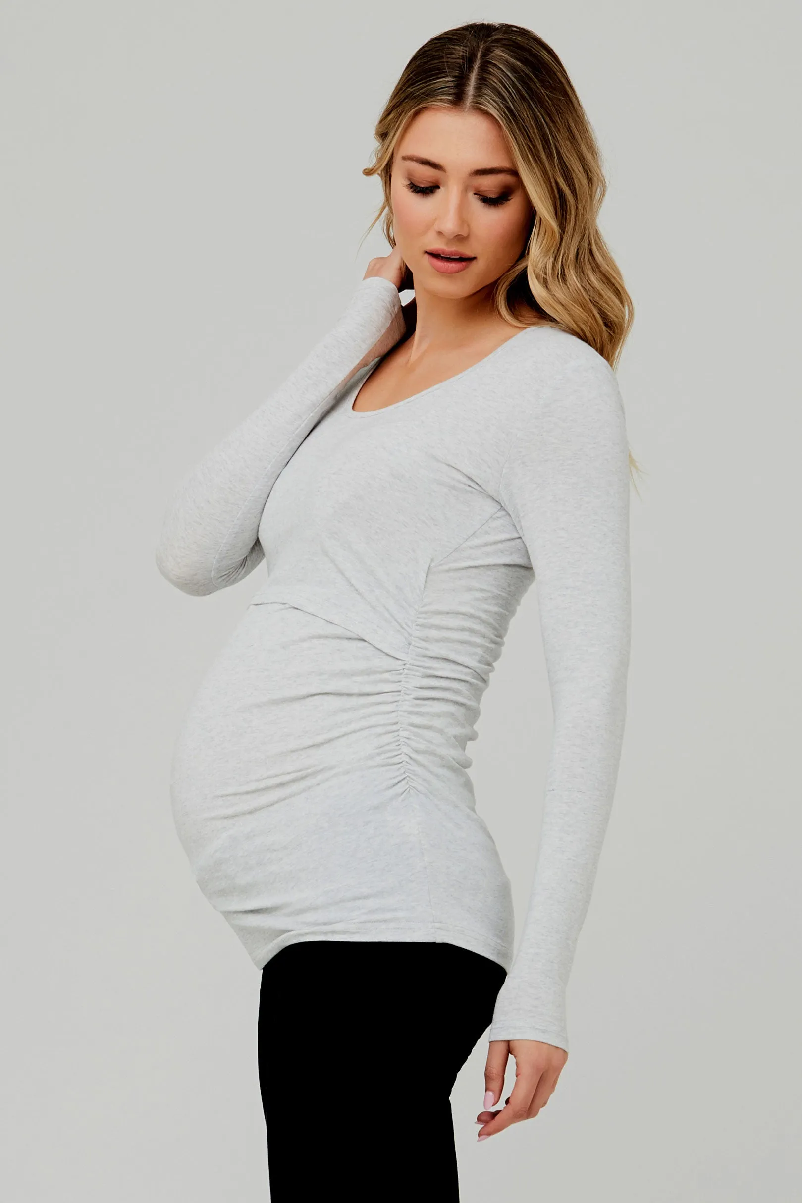 Kate Organic Cotton Maternity Nursing Top in Silver Marle Ripe