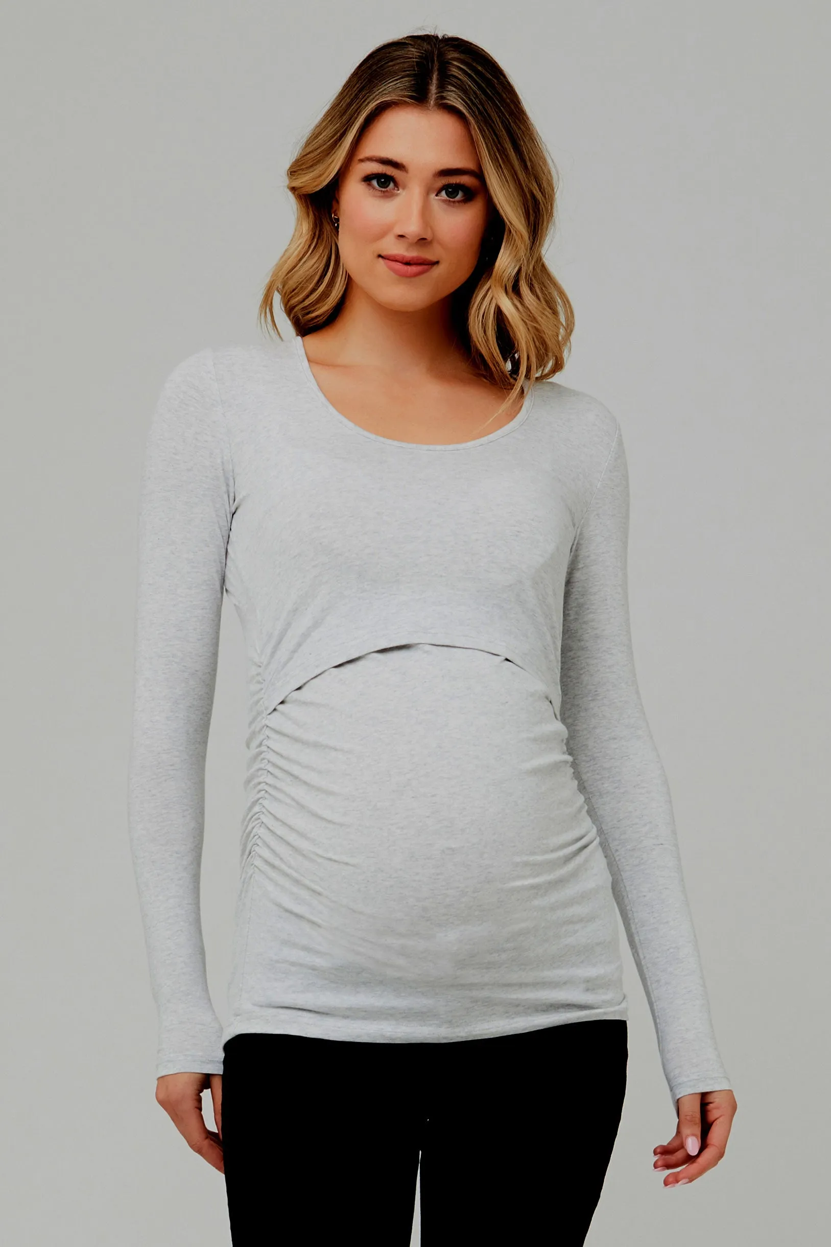 Kate Organic Cotton Maternity Nursing Top in Silver Marle Ripe