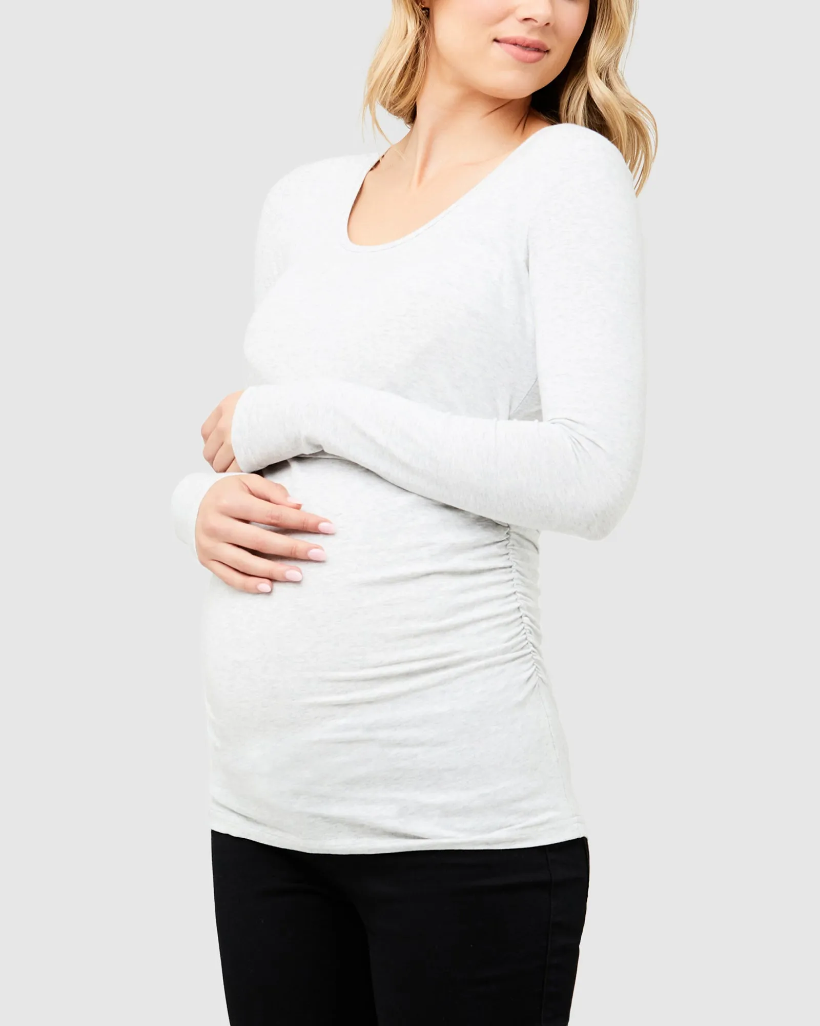 Kate Organic Cotton Maternity Nursing Top in Silver Marle Ripe