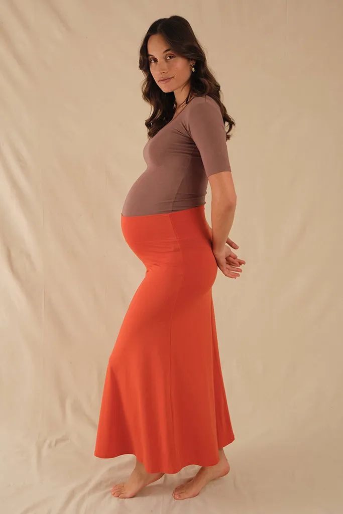 Lana Long Maternity Skirt - Flame