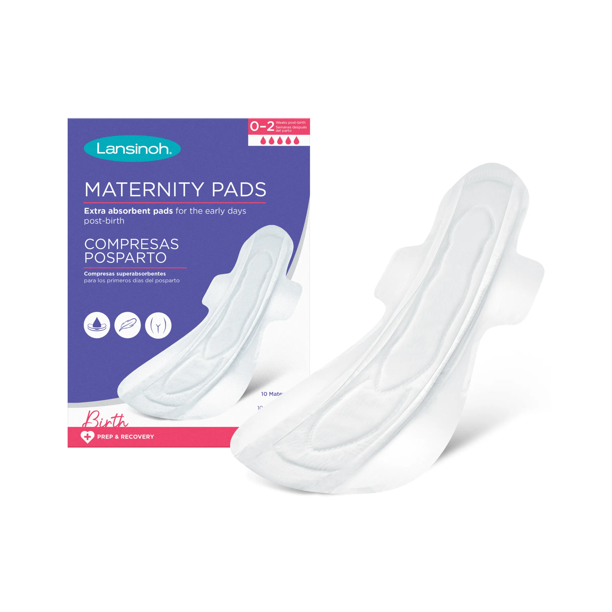 Lansinoh Extra Absorbent Maternity Pads: 0-2 weeks post-birth 10 Pack